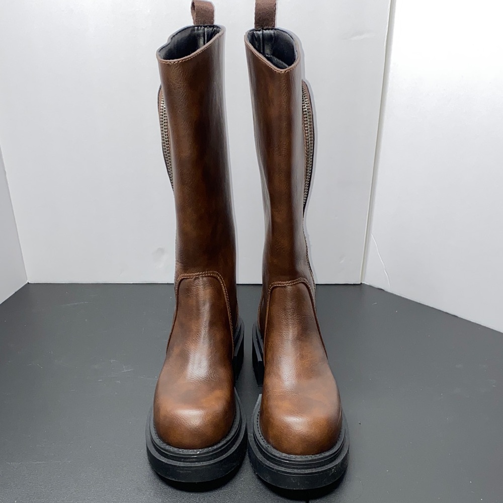NWOB Dolls Kill Current Mood Brown Platform Boots- SZ 8 - Picture 4 of 9